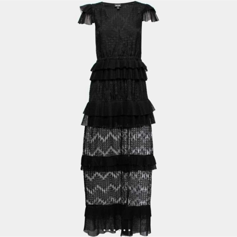 Just Cavalli /Black Lace Ruffle Elegant Black Lace Maxi Dress/ NEW/Size S